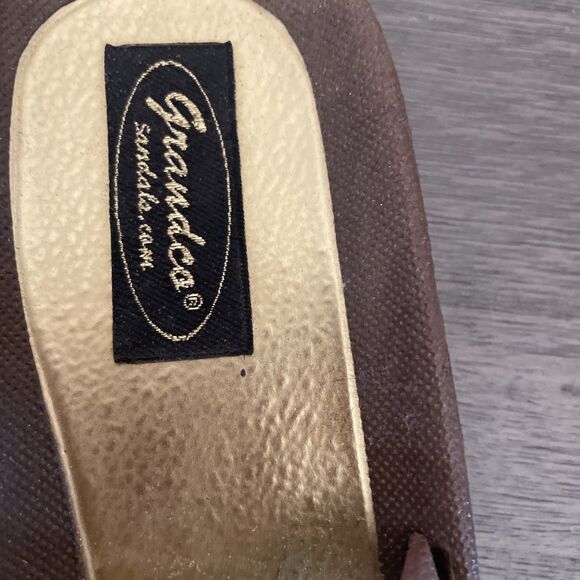 Ladies Grandco Sandals Jeweled Leopard Flip Flops Wedge size 8 EUC - Picture 5 of 12